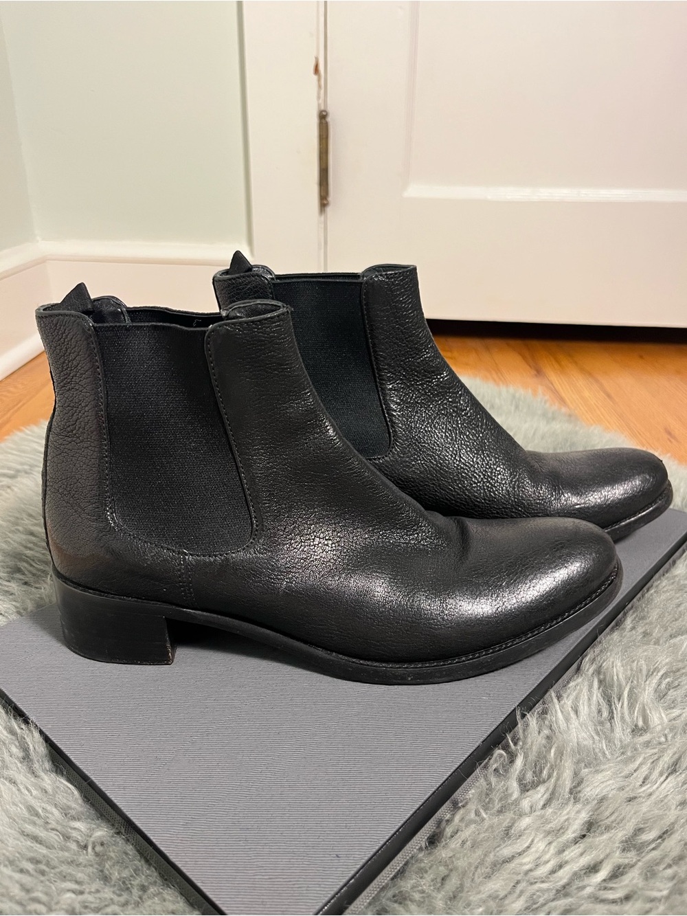 Prada Black Leather Ankle Chelsea Boots